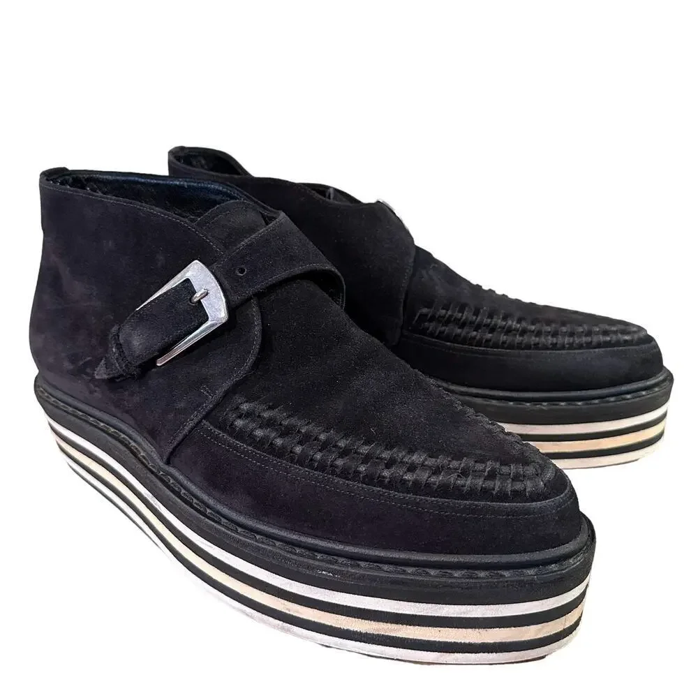 RARE Saint Laurent Paris Munkstrap Striped Platform Creepers Size 41-8